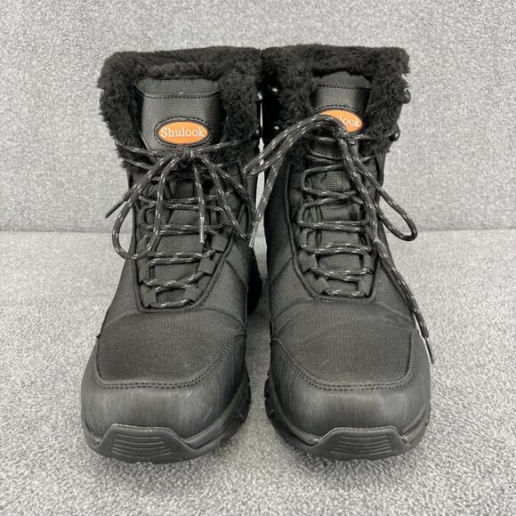 SHULOOK Hiking Boots Mens 9.5 Black Waterproof Mid Boots Non-Slip Comfortable - Picture 3 of 16